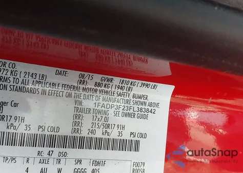 2015 Ford Focus Se from USA, damaged, VIN 1FADP3F23FL383842